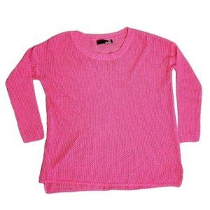 Love Moschino hot pink loose knit long sleeve light weight sweater